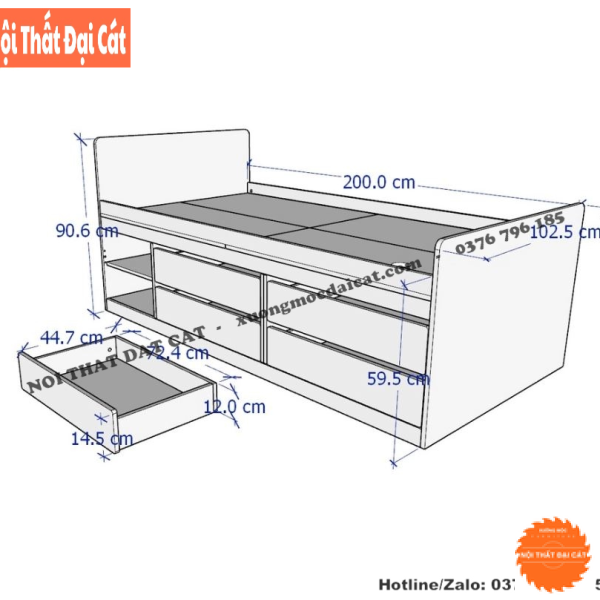 Giường ngủ đơn thiết kế nhỏ gọn G112