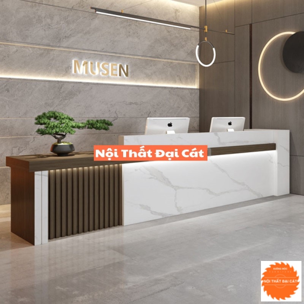 Quầy lễ tân gỗ thiết kế độc đáo QLT060