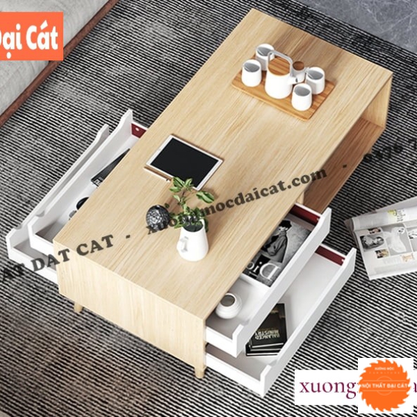 Bàn sofa gỗ thiết kế 2 hộc kéo BS043