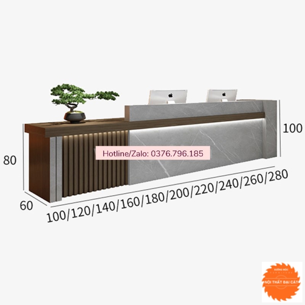 Quầy lễ tân gỗ thiết kế độc đáo QLT060
