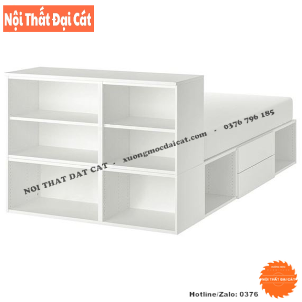 Giường ngủ thiết kế kèm kệ để sách G113