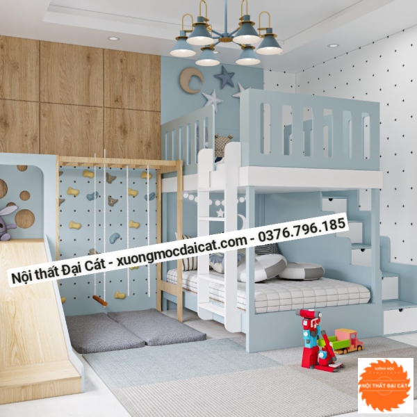 Giường tầng màu xanh dương cho phòng bé GT109
