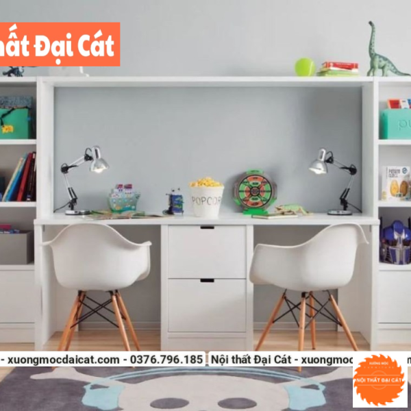 Bàn học gỗ kèm kệ để đồ BH058