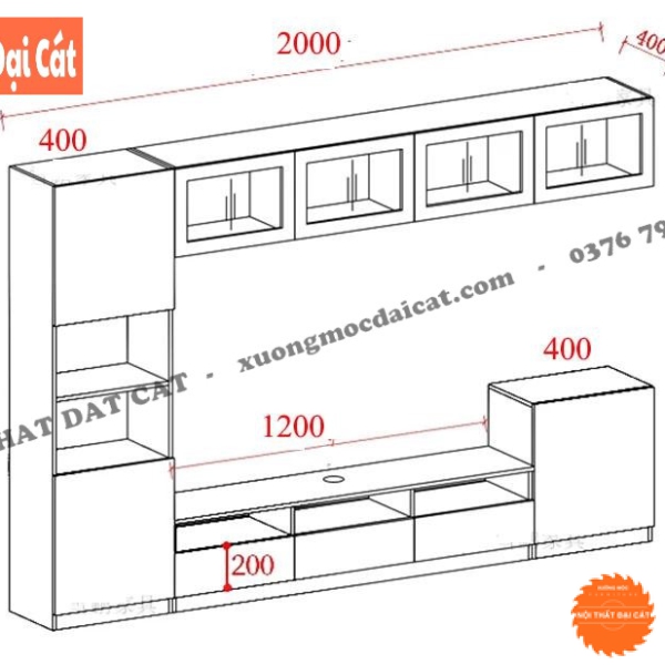 Kệ tivi kết hợp tủ kệ treo tường KKH099