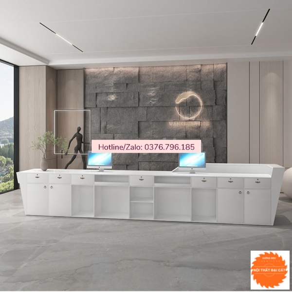 Quầy lễ tân hiện đại bằng gỗ QLT062