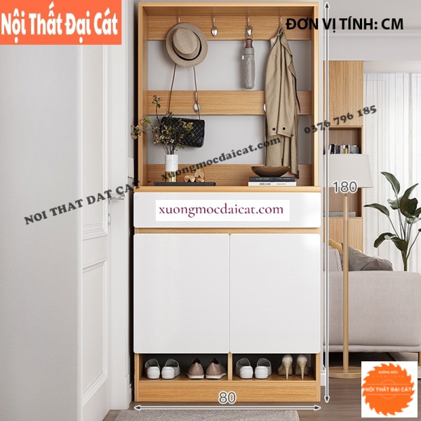 Tủ giày thiết kế kèm giá treo đồ TG221