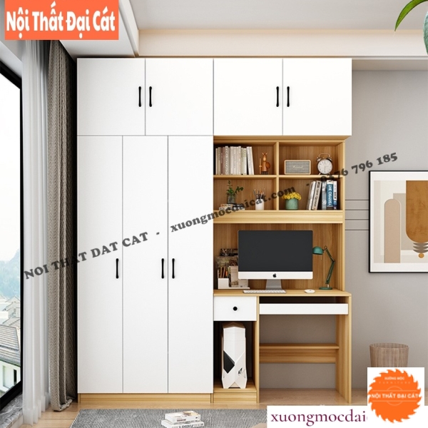 Bàn học kèm tủ quần áo thiết kế hiện đại BH062