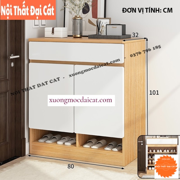 Tủ giày thiết kế kèm giá treo đồ TG221