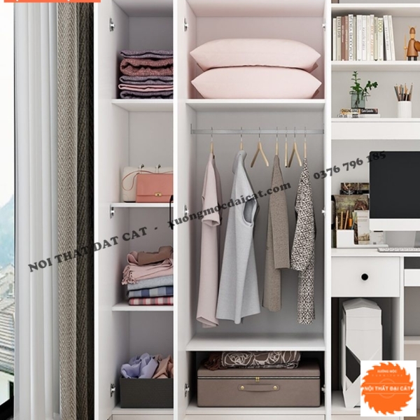 Bàn học kèm tủ quần áo thiết kế hiện đại BH062