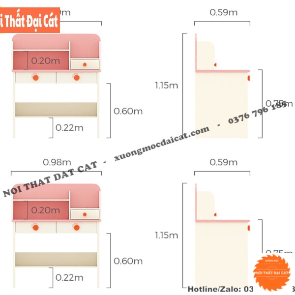 Bàn học nhỏ gọn thiết kế đơn giản BH063