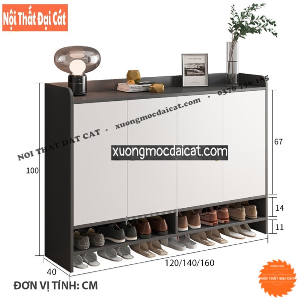 Tủ giày thiết kế 4 cánh mở TG222