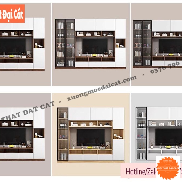 Kệ tivi tích hợp tủ trang trí phòng khách KKH101