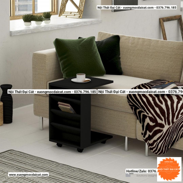 Bàn gỗ cạnh sofa thiết kế có bánh xe BGS019
