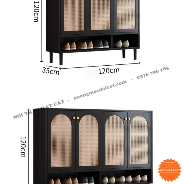 Tủ Giày 3 Cánh Lưới Mây – Tủ Đựng Giày Kiểu Dáng Hiện Đại TGM029