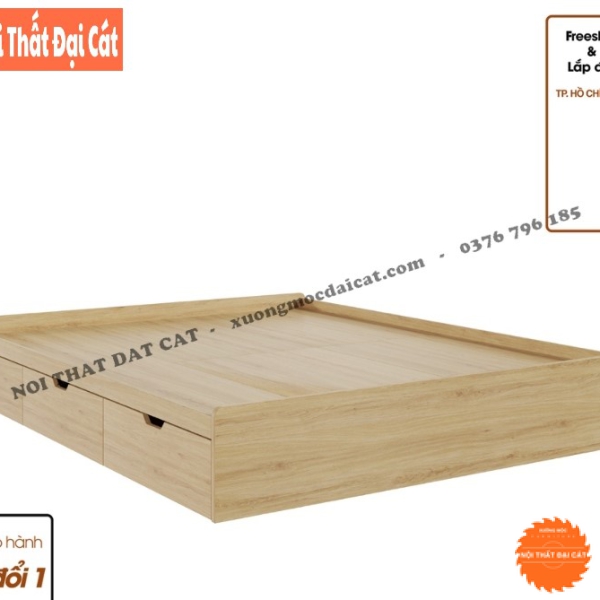 Giường ngủ không đầu giường 3 hộc kéo G118