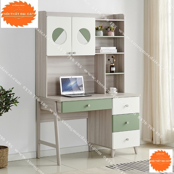 Bàn học gỗ thiết kế tông màu xanh lá BH039