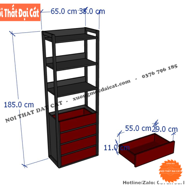Kệ - tủ gỗ trưng bày bằng gỗ MDF KG028