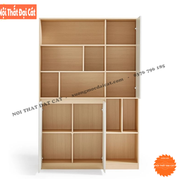 Tủ sách gỗ trưng bày phòng khách KS220