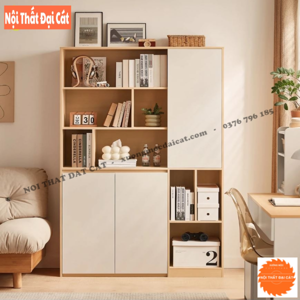 Tủ sách gỗ trưng bày phòng khách KS220