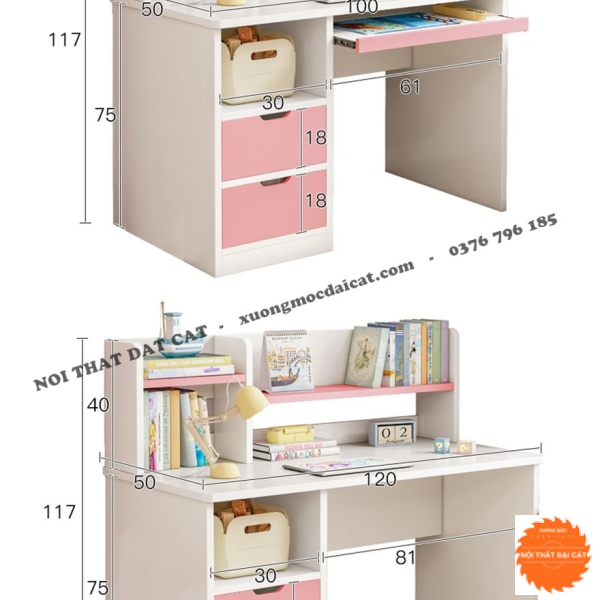 Bàn học gỗ công nghiệp thiết kế tiện nghi BH064