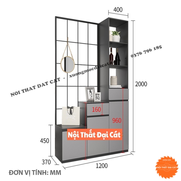 Tủ giày thiết kế kết hợp vách ngăn TG224
