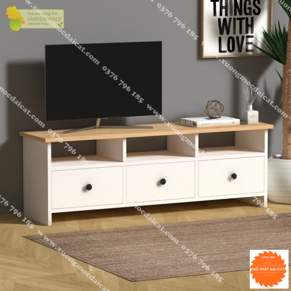 Kệ tivi 3 hộc kéo tông màu trắng KTV242