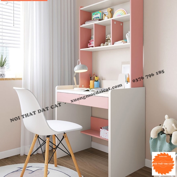 Bàn học gỗ liền giá sách BH066