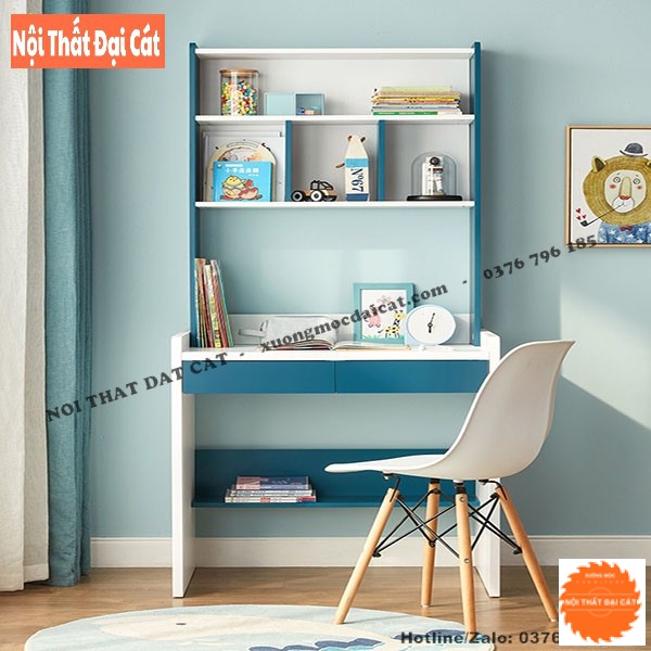 Bàn học gỗ liền giá sách BH066