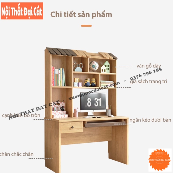 Bàn học sinh liền giá sách gỗ công nghiệp BH067