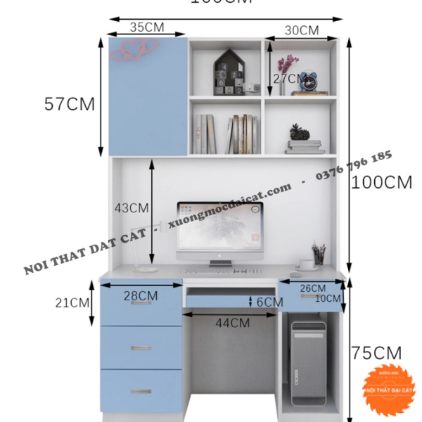 Bàn học gỗ công nghiệp tiện nghi cho bé BH068