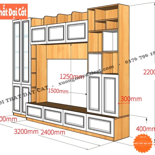 Kệ tivi tích hợp tủ trang trí hiện đại KKH106