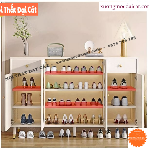 Tủ giày gỗ kết hợp cánh mây TG227