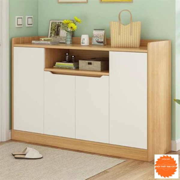 Tủ giày thiết kế cánh trắng thân gỗ TG141