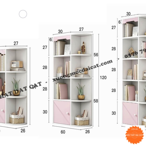 Kệ sách để góc thiết kế tiện lợi KS184
