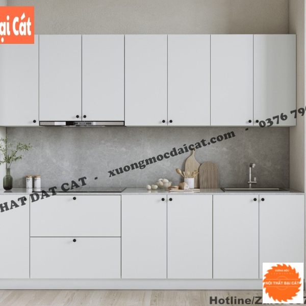 Tủ bếp tone trắng hiện đại cho phòng bếp TB0132