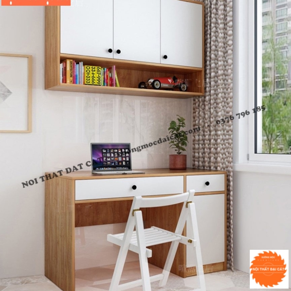 Bàn học nhỏ gọn kèm kệ sách treo tường BH069