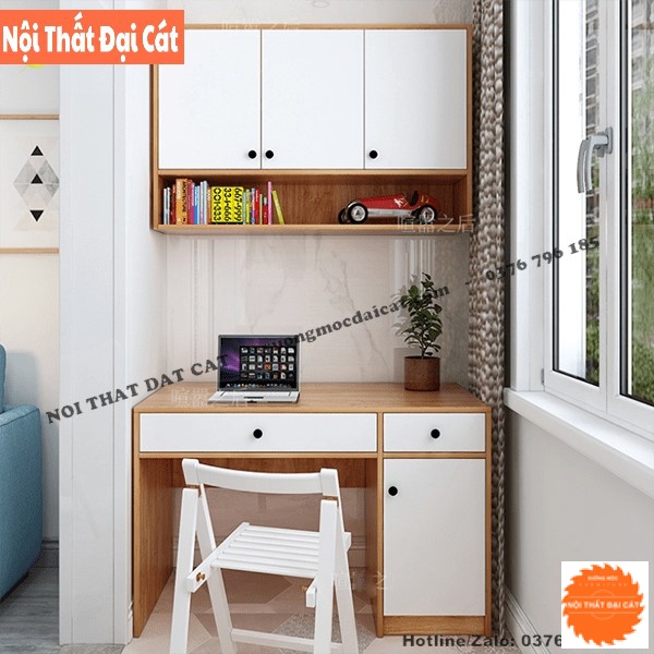 Bàn học nhỏ gọn kèm kệ sách treo tường BH069
