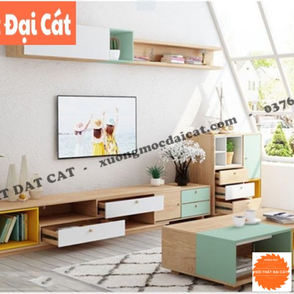 Kệ tivi phòng khách gỗ MDF thiết kế ấn tượng KTV419