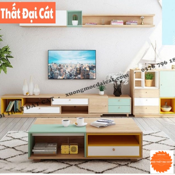 Kệ tivi phòng khách gỗ MDF thiết kế ấn tượng KTV419