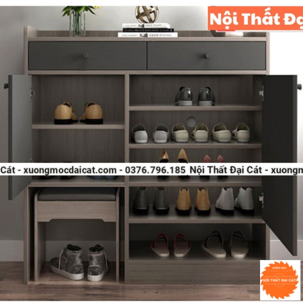 Tủ giày gỗ kèm ghế tiện dụng TG230