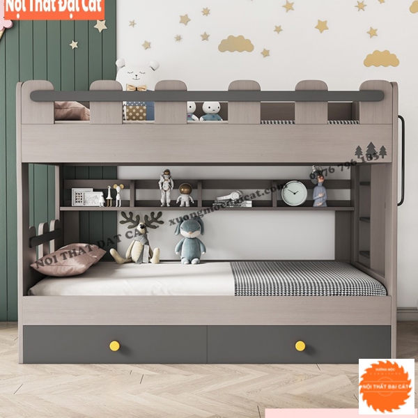 Giường tầng gỗ cao cấp cho bé GT124