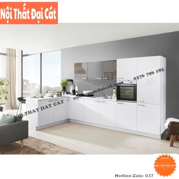 Tủ bếp tone trắng sang trọng TB0136