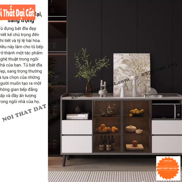Tủ bếp gỗ cánh kính ấn tượng TBN091