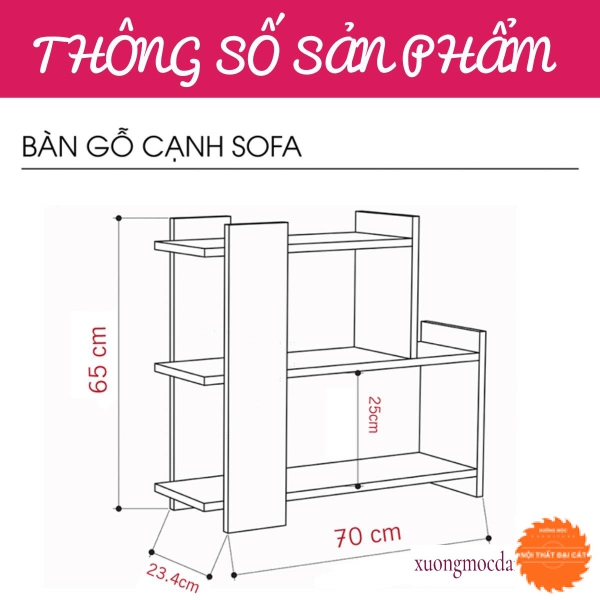 Bàn gỗ cạnh sofa màu xám - vàng BGS002