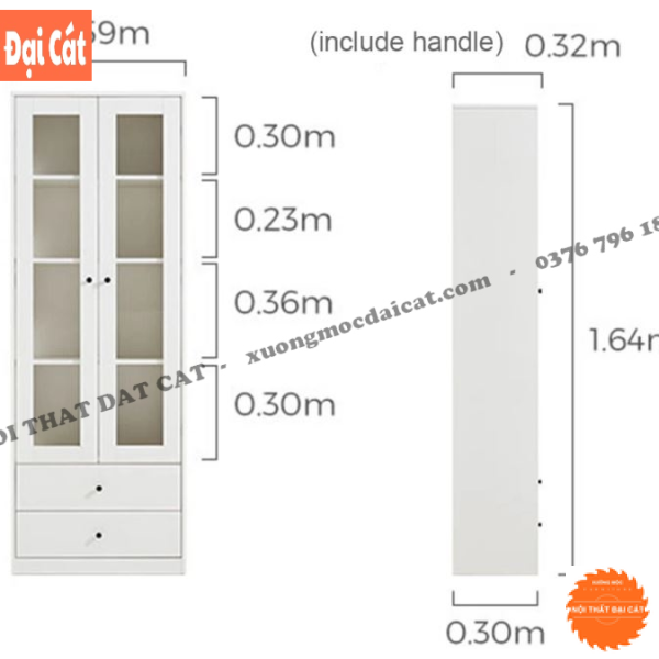 Tủ đựng sách - tài liệu cánh kính KS221
