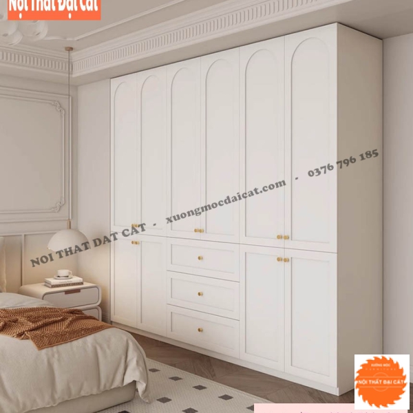 Tủ áo quần đẹp tone trắng TA476