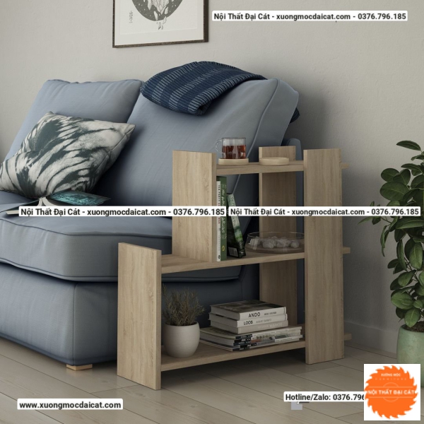 Bàn gỗ cạnh sofa màu xám - vàng BGS002