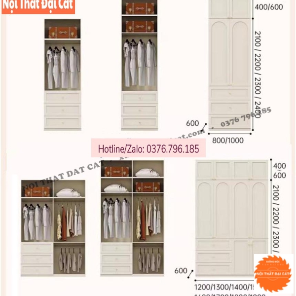 Tủ áo quần đẹp tone trắng TA476