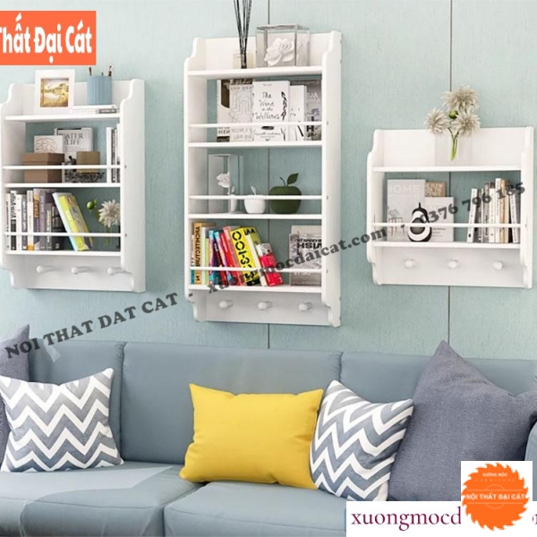 Kệ trang trí - kệ sách gỗ gắn tường KTT159