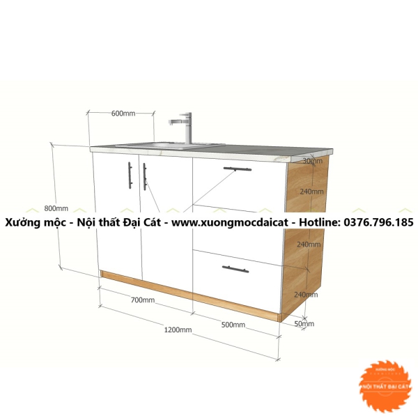 Tủ bếp mini cho căn hộ nhỏ TBMN006